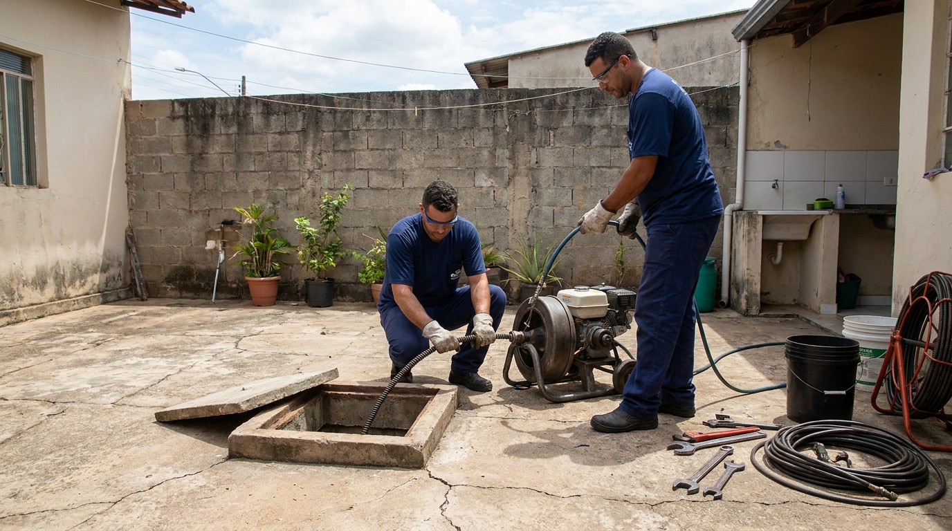 Desentupimento de esgoto residencial em Porto Velho‑RO