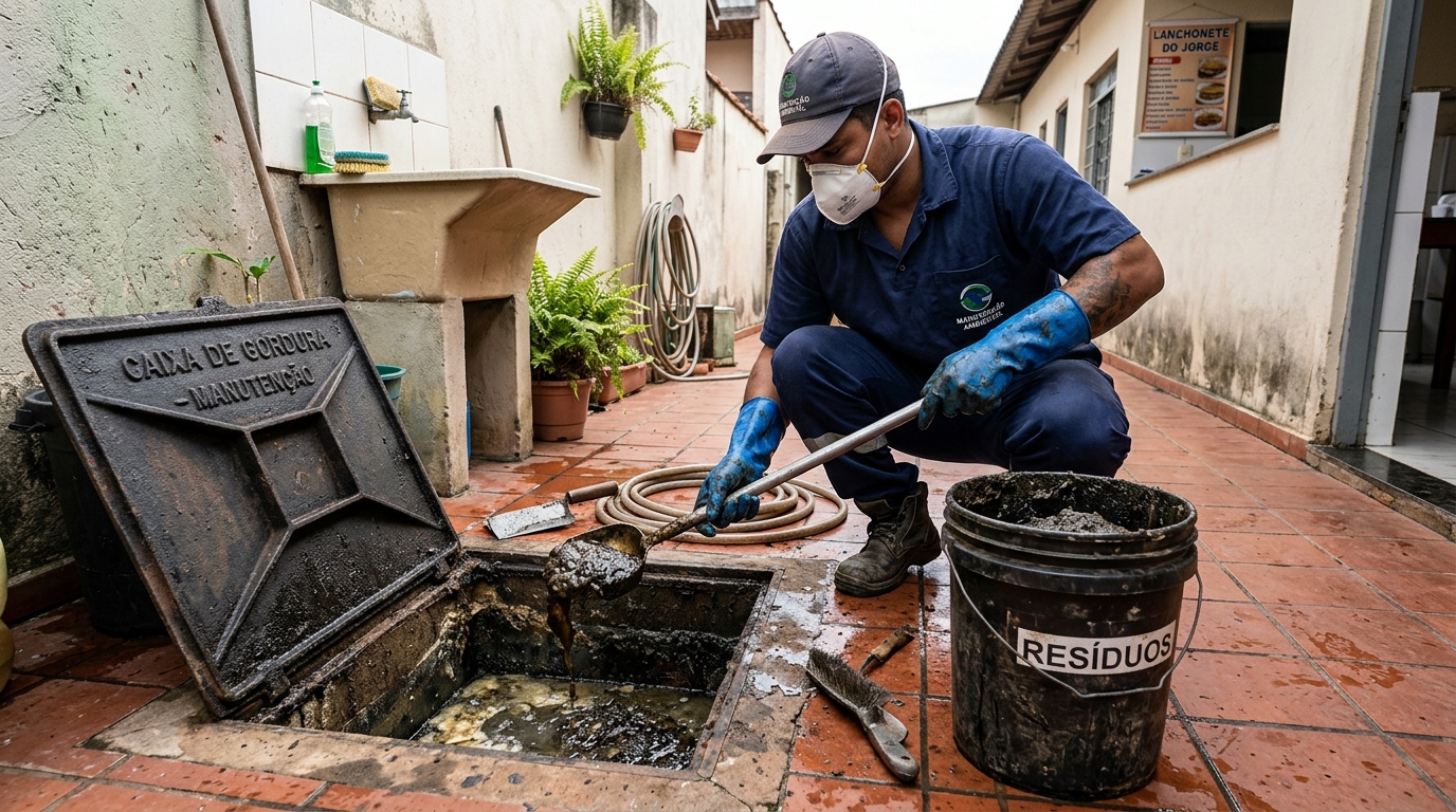 Remoção de resíduos da caixa de gordura em Porto Velho‑RO